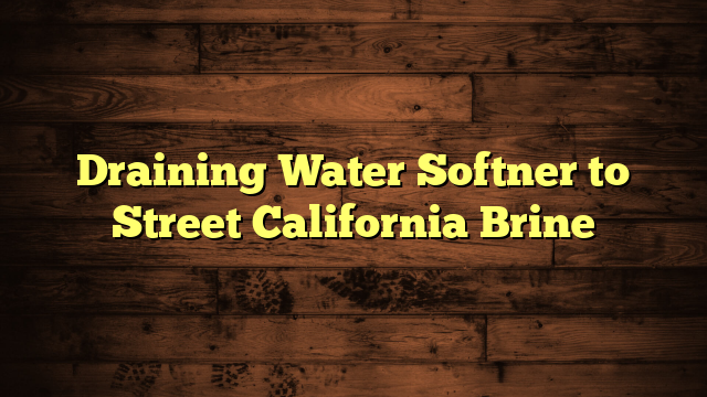 Draining Water Softner to Street California Brine