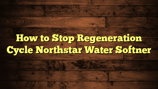 How to Stop Regeneration Cycle Northstar Water Softner
