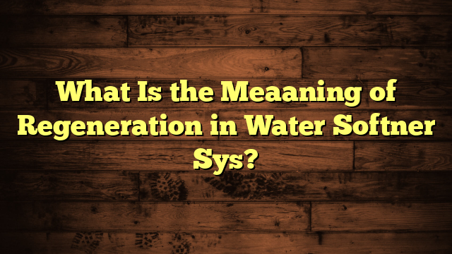 What Is the Meaaning of Regeneration in Water Softner Sys?