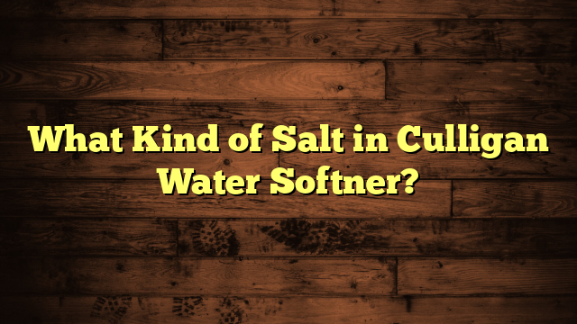 What Kind of Salt in Culligan Water Softner?