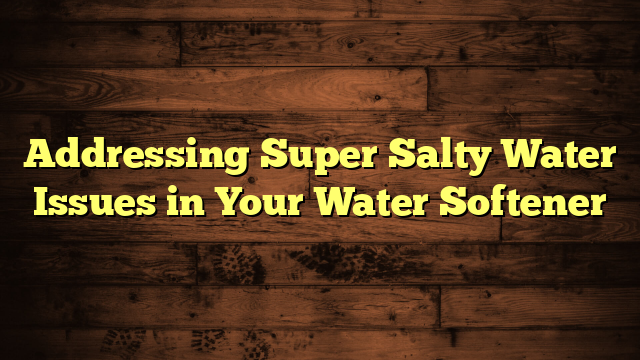 Addressing Super Salty Water Issues in Your Water Softener