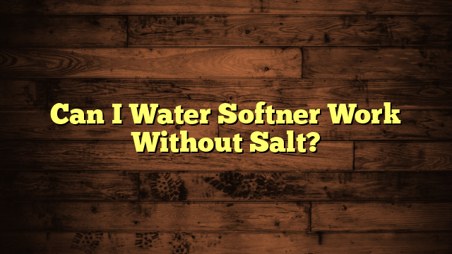 Can I Water Softner Work Without Salt?