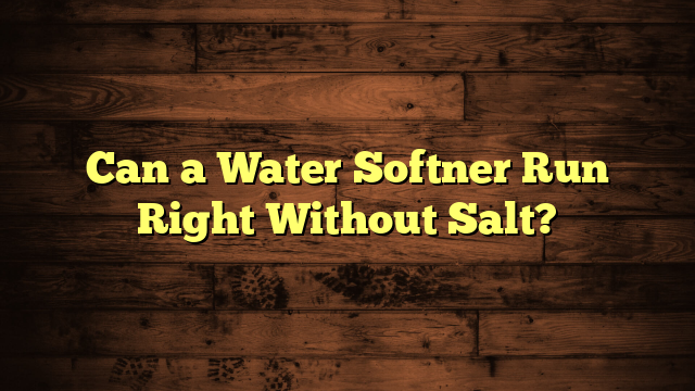 Can a Water Softner Run Right Without Salt?