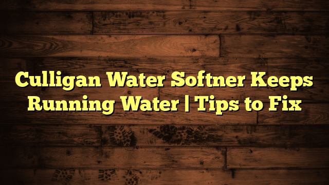 Culligan Water Softner Keeps Running Water | Tips to Fix