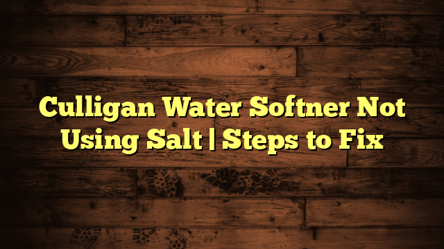 Culligan Water Softner Not Using Salt | Steps to Fix