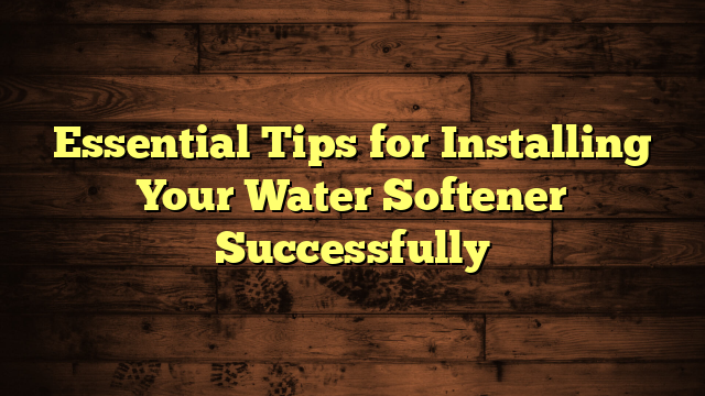 Essential Tips for Installing Your Water Softener Successfully