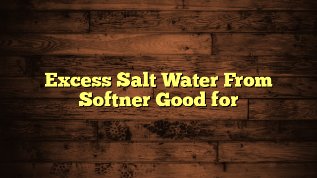 Excess Salt Water From Softner Good for