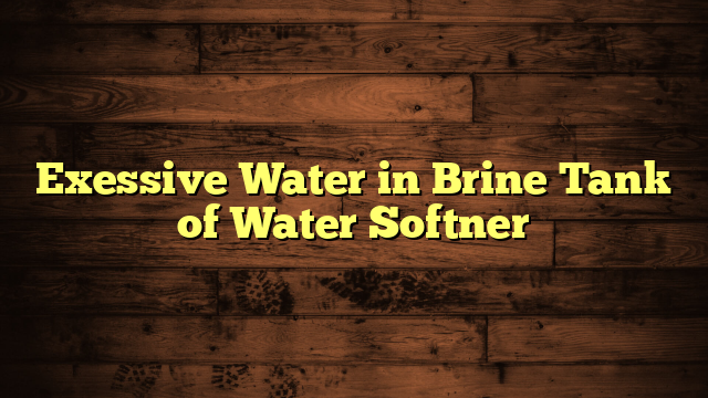 Exessive Water in Brine Tank of Water Softner