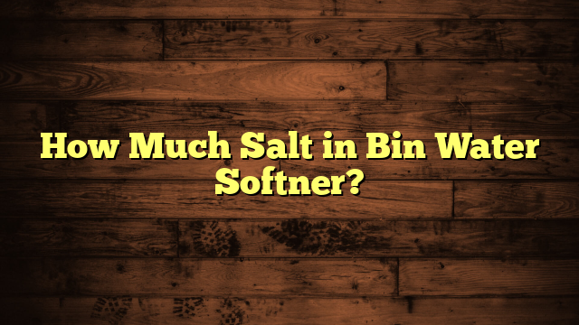 How Much Salt in Bin Water Softner?