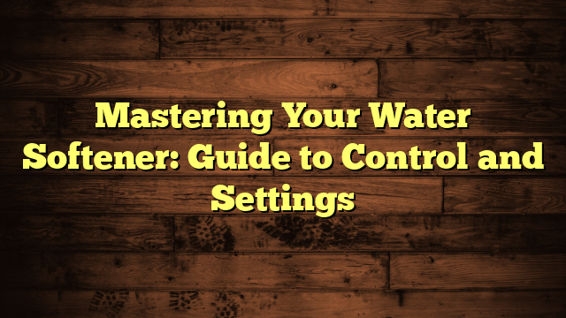 Mastering Your Water Softener: Guide to Control and Settings