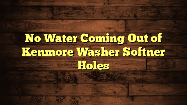 No Water Coming Out of Kenmore Washer Softner Holes