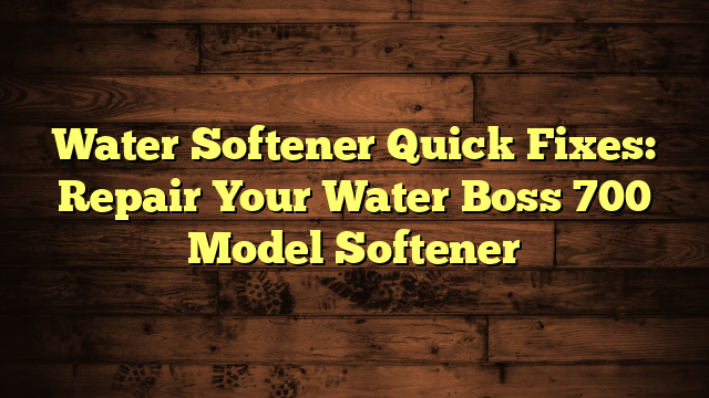 Water Softener Quick Fixes: Repair Your Water Boss 700 Model Softener